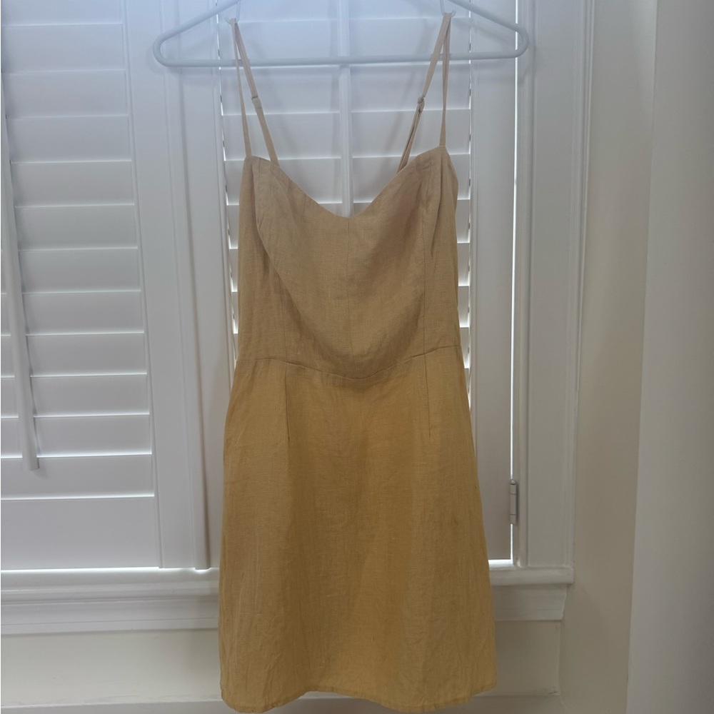Reformation Butter Yellow Linen Mini Dress